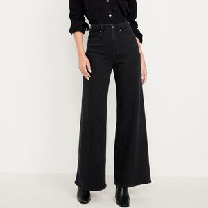 Old Navy Extra High-Waisted Super Wide Leg Jeans, Black, Size 14